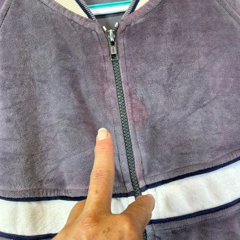VTG Christian Dior Monsieur Velour Track Jacket Purple L Stains Fade READ